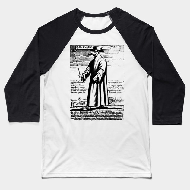 The Plague Doctor Baseball T-Shirt by Pixelchicken